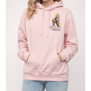Dragon Ball Z Super Saiyan Goku Pink Hoodie Anime Graphic Pullover Sz Small Cozy